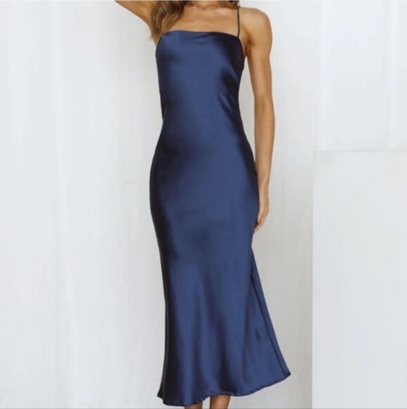 House of Harlow 1960 Dresses & Skirts - House of Harlow 1960 Navy Blue Satin Slip Minimalist Dress